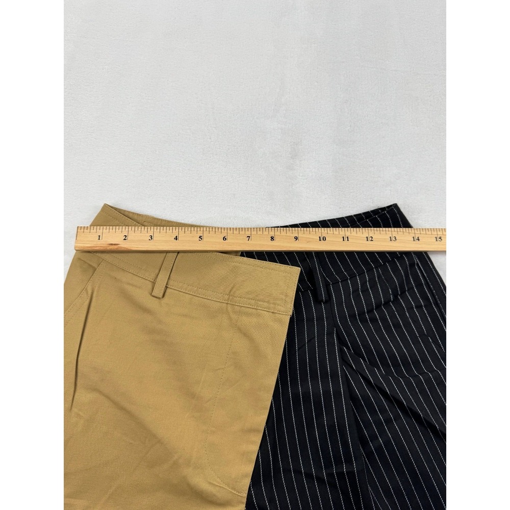 NWT Choosy‎ Two-Tone Pinstripe Cargo Pants Women's 2 Tan Black Pull-On Wide-Leg - Picture 6 of 12